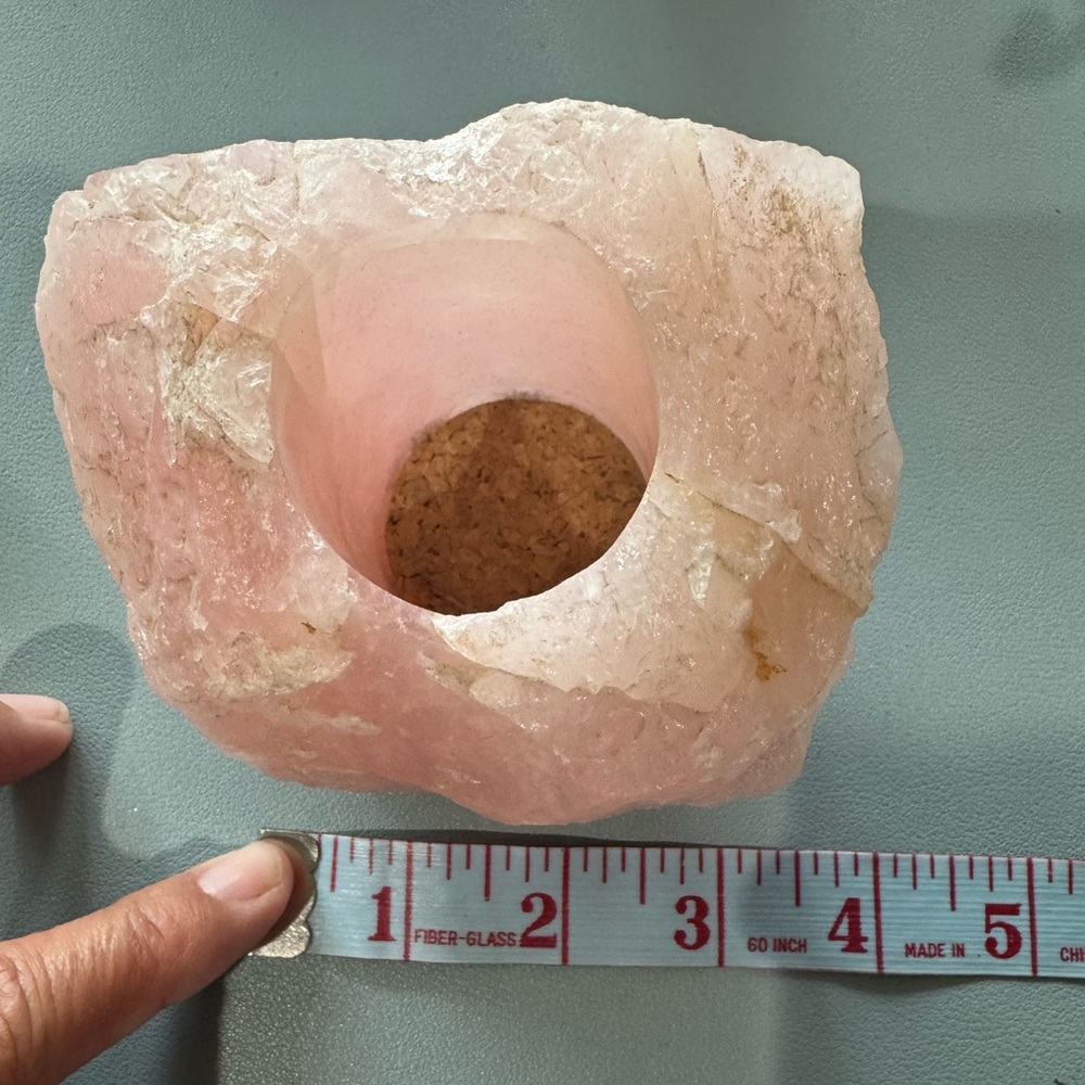 Rose quartz votive holder.